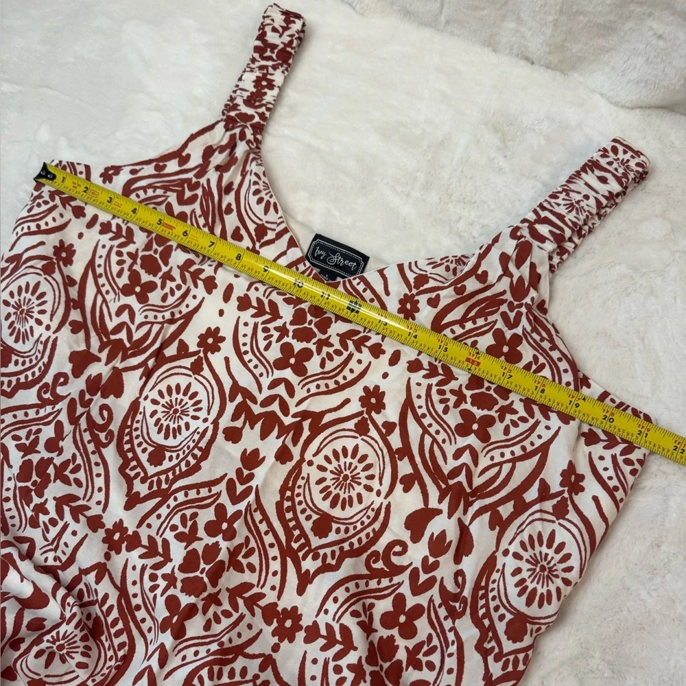 Ivy Street Bold Rust Color Medallion Print Oversized Maxi Boho Chic Dress - Picture 12 of 13